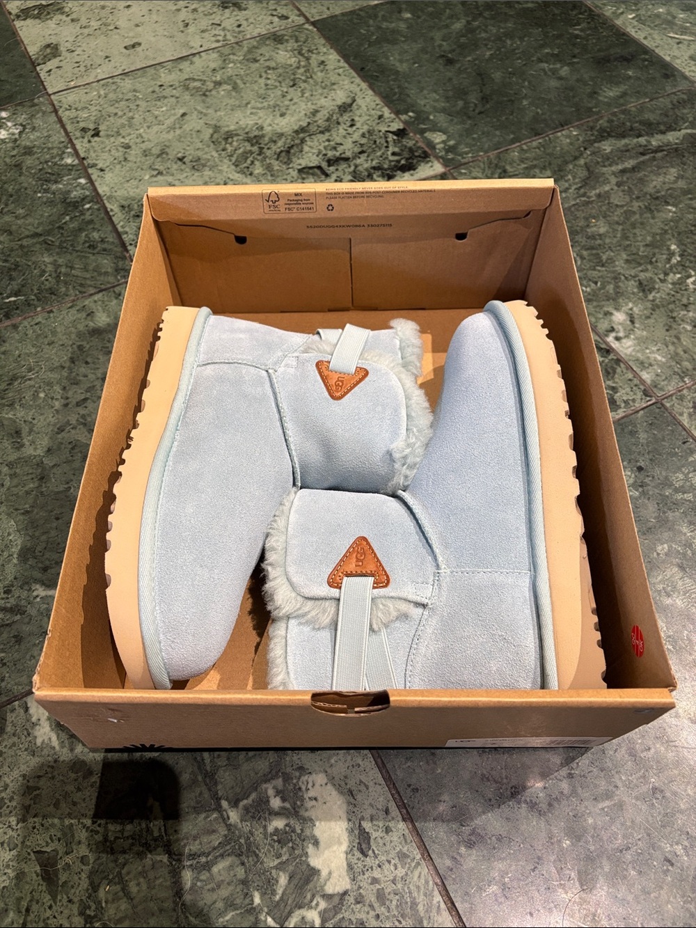 UGG Light Blue Suede Shearling-Trim mini Bailey flex Winter Boots